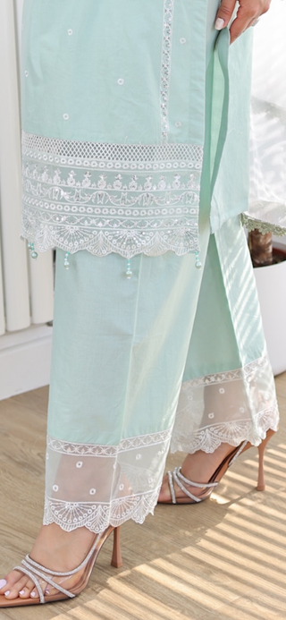 Mint 3pc Lawn Suit, with Organza Borders