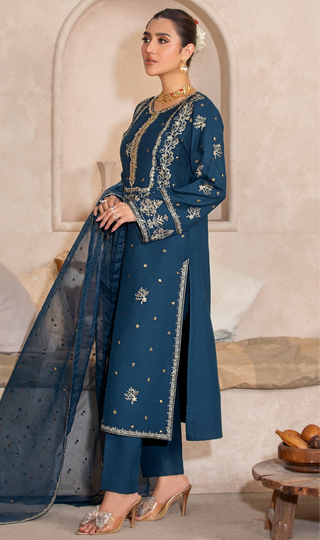 Zinc 3pc Dhanak Suit with Embellishment