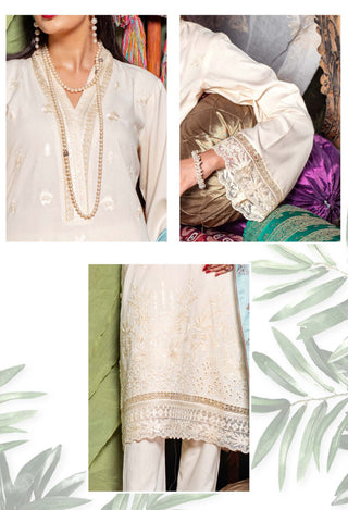 White Munira 3pc Dhanak Suit