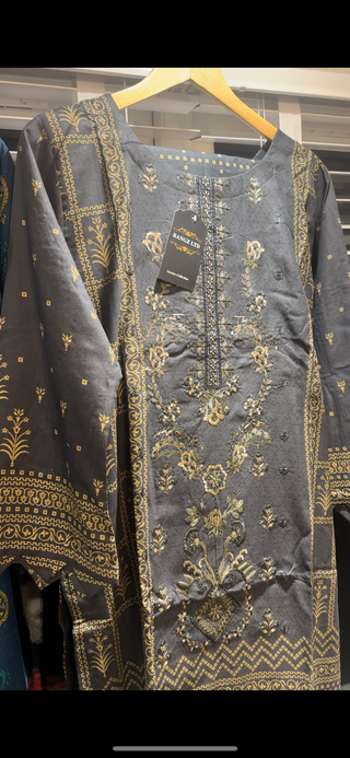 Black/Gold 3pc Dhanak Suit