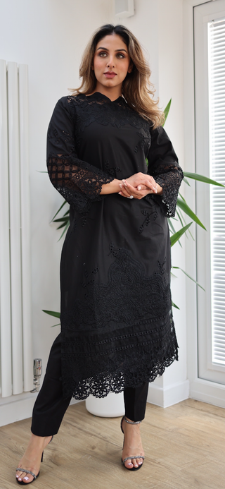 Black 2pc Readymade Lawn Suit