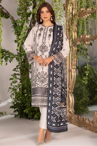 Off White Khaddar 3pc Readymade Suit