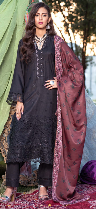 Black Munira 3pc Dhanak Suit