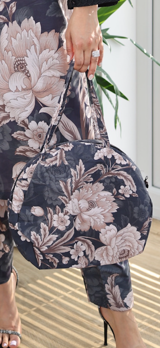 Black 4pc Floral Lawn Suit with Bag