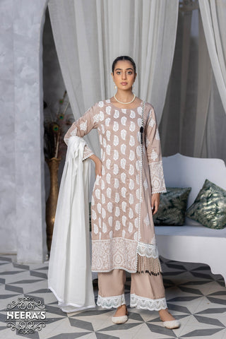 Beige 3pc Readymade with Palazzo Trousers