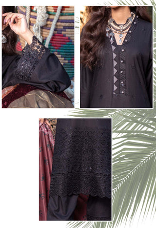 Black Munira 3pc Dhanak Suit