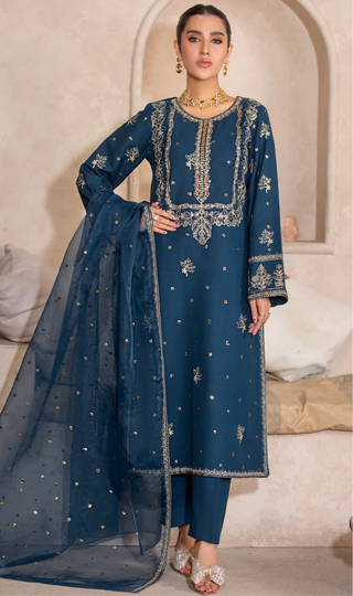 Zinc 3pc Dhanak Suit with Embellishment