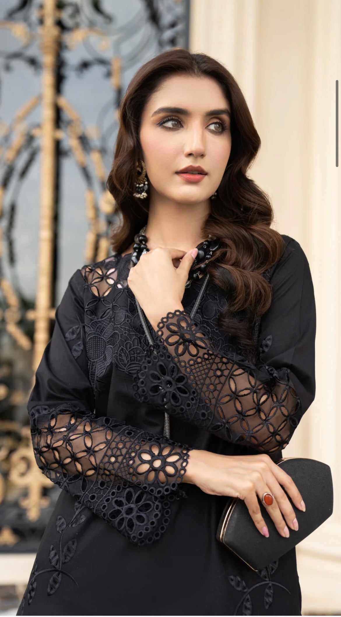 Black 2pc Readymade Lawn Suit