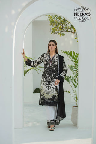 White Heera 3pc Printed Lawn Suit