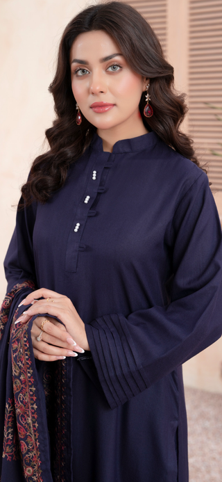 Navy Raniya.h 3pc Dhanak Suit