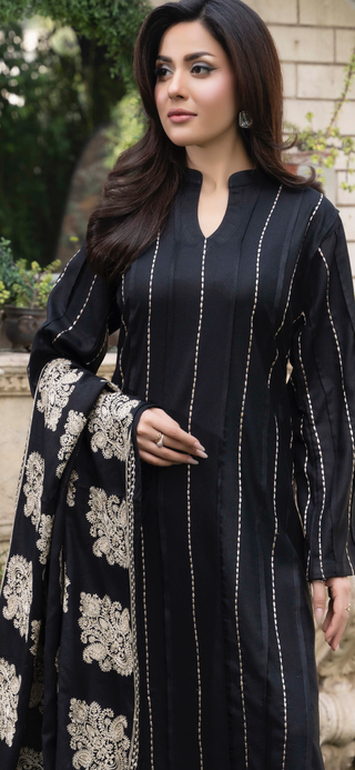 Black Raniya.h 3pc Dhanak Suit