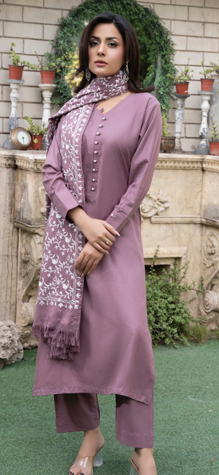 Dusky Pink Raniya.h 3pc Dhanak Suit