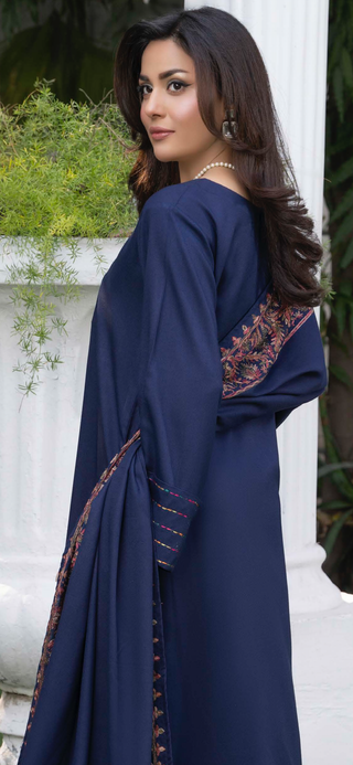 Navy Raniya.h 3pc Dhanak Suit