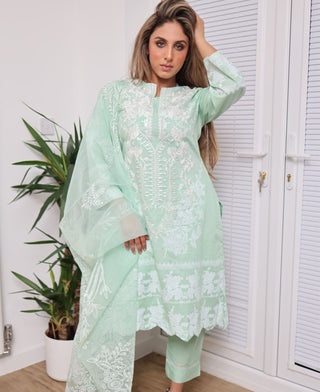 Mint Lawn Aline 3pc Suit with Organza Scarf