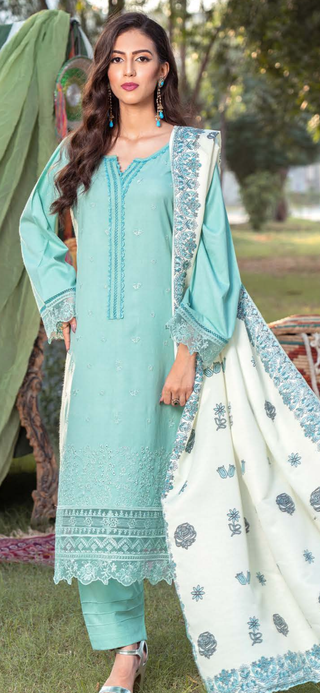 Mint Green Munira 3pc Dhanak Suit