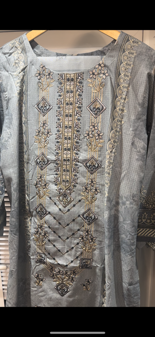 Grey 3pc Dhanak Suit