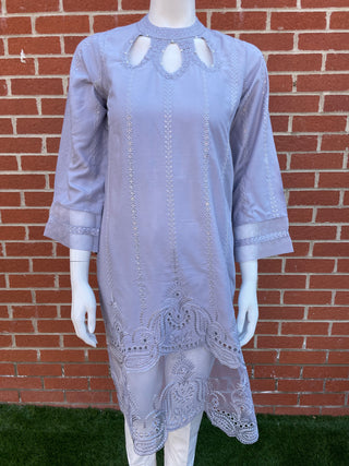 Grey Lawn Kurta with Sequence detailing