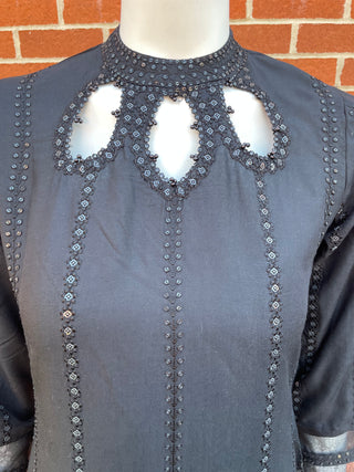 Black Lawn Kurta with Sequence detailing