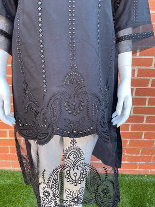 Black Lawn Kurta with Sequence detailing