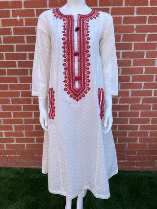 Cream Lawn Dress with Pockets