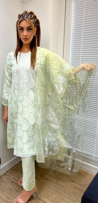 Mint Lawn 3pc Readymade Suit with Organza Dupatta