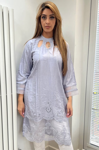 Grey Lawn Kurta with Sequence detailing