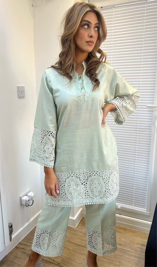 Mint 2pc Jacquard Cotton