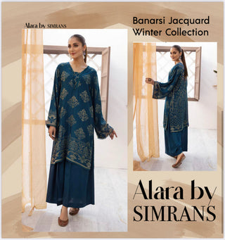 Teal 2pc Readymade Jacquard by Simrans