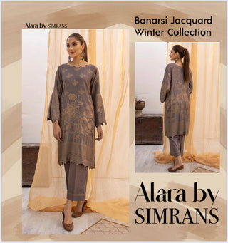 Light Brown 2pc Readymade Jacquard by Simrans